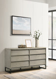 Weston Industrial Mid Century Dresser - Grey Stone Wood Finish with Matte Black Base, Chic Design