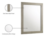 Weston Mid Century Mirror - Industrial Grey Stone Finish, Chic Design for Contemporary Bedrooms