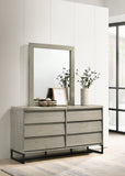 Weston Mid Century Mirror - Industrial Grey Stone Finish, Chic Design for Contemporary Bedrooms