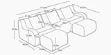 ROMA 115.3" 3-Seater Sofa with 2 Ottomans