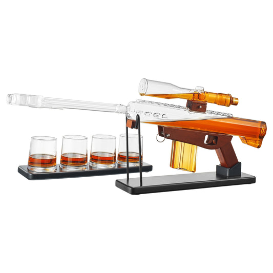Gifts for Men Dad, Whiskey Decanter Set - Sniper Scope Glass Gun AR Limited Edition