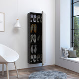 Tuhome Leto Wall Mounted Shoe Rack with Mirrored Single Door, Ten-Pair Storage Capacity, Space-Saving Vertical Organization System and Modern Multi-Functional Design for Entryways, Bedrooms or Compact Living Areas