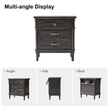 Emilio 3-Drawer Solid Wood Nightstand with USB Charging Port