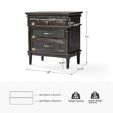 Emilio 3-Drawer Solid Wood Nightstand with USB Charging Port