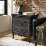 Emilio 3-Drawer Solid Wood Nightstand with USB Charging Port