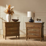 Emilio 3-Drawer Solid Wood Nightstand with USB Charging Port