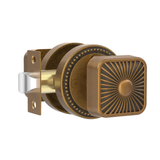 ZR12-212Z Brushed Gold Starburst Square Door Knobs with Beaded Rosette | Door Hardware