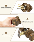ZR12-212Z Brushed Gold Starburst Square Door Knobs with Beaded Rosette | Door Hardware