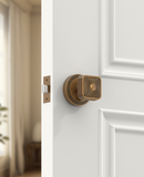 ZR12-212Z Brushed Gold Starburst Square Door Knobs with Beaded Rosette | Door Hardware