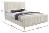 Zara Luxurious Velvet Bed with Channel Tufting and Elegant Gold Legs for a Contemporary Bedroom Retreat