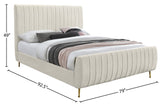 Zara Luxurious Velvet Bed with Channel Tufting and Elegant Gold Legs for a Contemporary Bedroom Retreat