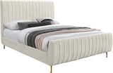 Zara Luxurious Velvet Bed with Channel Tufting and Elegant Gold Legs for a Contemporary Bedroom Retreat