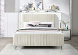 Zara Luxurious Velvet Bed with Channel Tufting and Elegant Gold Legs for a Contemporary Bedroom Retreat