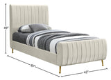 Zara Luxurious Velvet Bed with Channel Tufting and Elegant Gold Legs for a Contemporary Bedroom Retreat