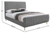 Zara Luxurious Velvet Bed with Channel Tufting and Elegant Gold Legs for a Contemporary Bedroom Retreat
