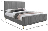 Zara Luxurious Velvet Bed with Channel Tufting and Elegant Gold Legs for a Contemporary Bedroom Retreat