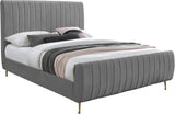 Zara Luxurious Velvet Bed with Channel Tufting and Elegant Gold Legs for a Contemporary Bedroom Retreat