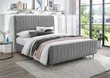 Zara Luxurious Velvet Bed with Channel Tufting and Elegant Gold Legs for a Contemporary Bedroom Retreat