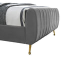 Zara Luxurious Velvet Bed with Channel Tufting and Elegant Gold Legs for a Contemporary Bedroom Retreat