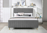 Zara Luxurious Velvet Bed with Channel Tufting and Elegant Gold Legs for a Contemporary Bedroom Retreat