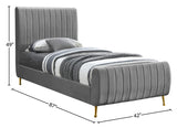 Zara Luxurious Velvet Bed with Channel Tufting and Elegant Gold Legs for a Contemporary Bedroom Retreat
