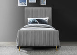 Zara Luxurious Velvet Bed with Channel Tufting and Elegant Gold Legs for a Contemporary Bedroom Retreat