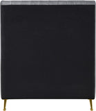 Zara Luxurious Velvet Bed with Channel Tufting and Elegant Gold Legs for a Contemporary Bedroom Retreat