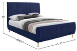 Zara Luxurious Velvet Bed with Channel Tufting and Elegant Gold Legs for a Contemporary Bedroom Retreat