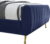 Zara Luxurious Velvet Bed with Channel Tufting and Elegant Gold Legs for a Contemporary Bedroom Retreat