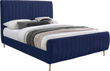 Zara Luxurious Velvet Bed with Channel Tufting and Elegant Gold Legs for a Contemporary Bedroom Retreat