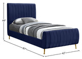 Zara Luxurious Velvet Bed with Channel Tufting and Elegant Gold Legs for a Contemporary Bedroom Retreat