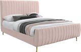 Zara Luxurious Velvet Bed with Channel Tufting and Elegant Gold Legs for a Contemporary Bedroom Retreat