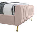 Zara Luxurious Velvet Bed with Channel Tufting and Elegant Gold Legs for a Contemporary Bedroom Retreat