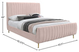 Zara Luxurious Velvet Bed with Channel Tufting and Elegant Gold Legs for a Contemporary Bedroom Retreat