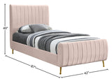 Zara Luxurious Velvet Bed with Channel Tufting and Elegant Gold Legs for a Contemporary Bedroom Retreat