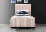 Zara Luxurious Velvet Bed with Channel Tufting and Elegant Gold Legs for a Contemporary Bedroom Retreat