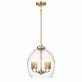 Zen Five Pendant Chain Hanging Light with Clear Glass - Satin Brass