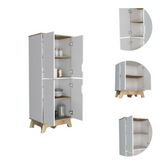 Pamplona Double Kitchen Pantry with Two-Door Cabinet, Four Interior Storage Shelves, Elevated Four-Leg Base and Modern Space-Saving Design for Organizing Food, Cookware and Everyday Essentials in Contemporary Homes