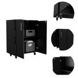 TUHOME Storage Cabinet with Casters, Double Door Design, Two Interior Shelves and Mobile Utility Storage for Garage, Laundry Room or Workspace Organization, Compact Freestanding Cabinet for Everyday Use