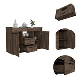 Tuhome Lyon Sideboard with Two Spacious Drawers, Double Door Cabinets with Interior Shelves, Expansive Superior Top Surface and Modern Storage Design for Elegant, Organized Living and Dining Room Environments
