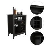 Essential Bar Cabinet with Open Display Shelf, Built-In Wine Rack Cubbies, Smooth-Glide Storage Drawer and Spacious Top Surface for Elegant Home Entertaining, Beverage Organization and Modern Bar.