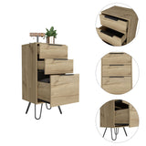 Tuhome Augusta Light Dresser with Three Spacious Drawers, Modern Hairpin Metal Legs, Wide Superior Top for Bedroom Organization, Compact Storage Solution for Small Spaces, Functional Contemporary Furniture for Any Room