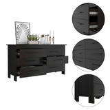Tuhome HMS 6 Drawer Double Dresser with Four Legs, Spacious Drawers, Superior Top, Modern Design for Bedroom Storage and Organization