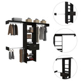 Manchester 250 Closet System with Five Open Shelves, Single Storage Drawer, Three Metal Hanging Rods and Expansive Modular Layout for Organized Clothing Display, Functional Wardrobe Storage and Modern Bedroom Efficiency