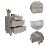 Portanova Two-Drawer Dresser with Dual Open Storage Shelves, Spacious Superior Top Surface, Four-Leg Modern Frame and Functional Bedroom Organization Design for Clothes, Accessories and Everyday Home Storage Needs