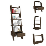 Oslo Ladder Bookcase with Five Spacious Open Shelves, Single Storage Drawer, Four-Leg Modern Frame and Decorative Display Design for Organizing Books, Showcasing Décor and Enhancing Contemporary Living or Office Spaces