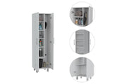 TUHOME Nala Cleaning Cabinet, Freestanding Utility Storage with Double Door Cabinet, Five Shelves, Broom and Mop Compartment, Space-Saving Organization for Laundry Room, Kitchen or Garage
