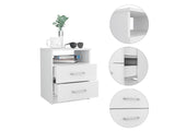 Tuhome Napoles Nightstand in Black with Two Drawers and Open Compartment, Modern Design for Bedroom or Living Room Storage