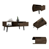 Oslo Coffee Table with Spacious Top Surface, Single Storage Drawer, Open Display Shelf and Four-Leg Modern Design for Organized Living Room Functionality, Decorative Arrangement and Everyday Lifestyle Convenience