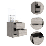 Tuhome Kaia Small Nightstand with Two Spacious Drawers and Metal Handles, Modern Bedside Storage Cabinet with Superior Top for Bedroom Organization, Compact Functional Furniture for Everyday Essentials